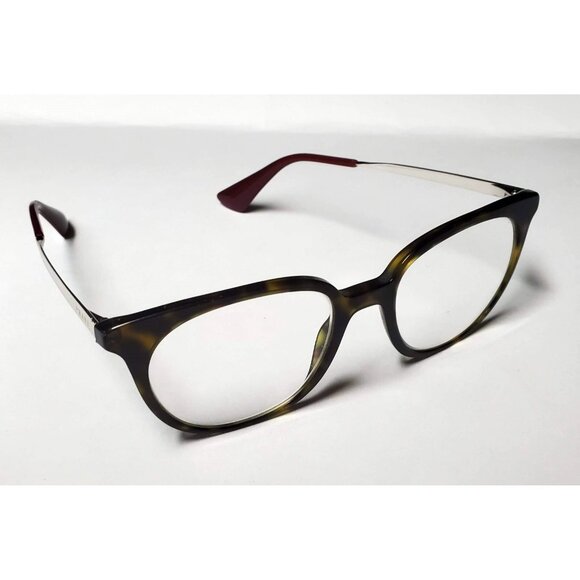 PRADA VPR 13U 2AU-101 50 18 140 EYEGLASSES TORTOISE SILVER FRAME MADE IN ITALY - Picture 1 of 10